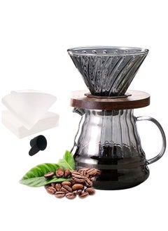 رانك  طقم تقطير v60 الة قهوة مكونة من قمع زجاجي وسيرفر زجاجي ومعلقة قياس وفلتر قهوة  - Image 1