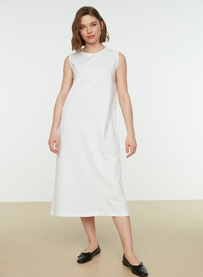trendyol White Sleeveless Long Lining Undershirt Dress - Image 3