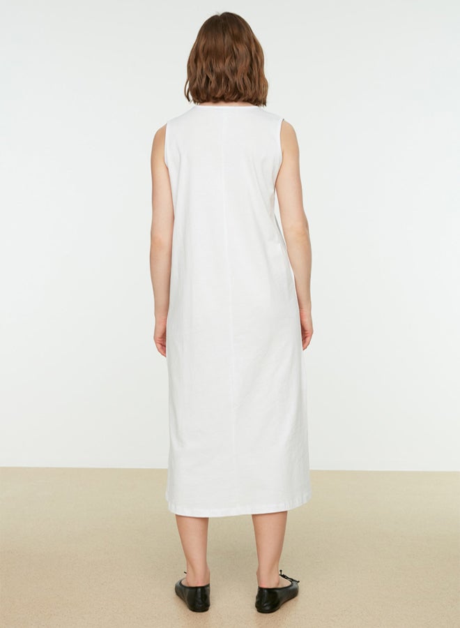 trendyol White Sleeveless Long Lining Undershirt Dress - Image 5
