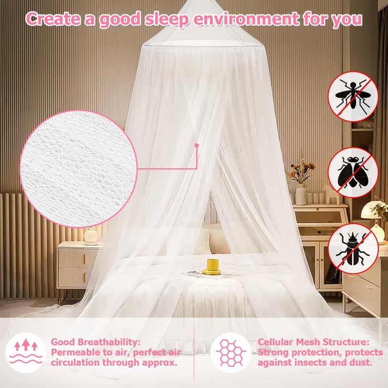YEERSWAG Bed Canopy with Lights, Bed Canopy for Girls Princess with Luminous Stars, Canopy Bed Curtains for Twin Size Bed, Baby Kids Adult Indoor Decor Bedroom Reading Nook Outdoor Camping, White - Image 4