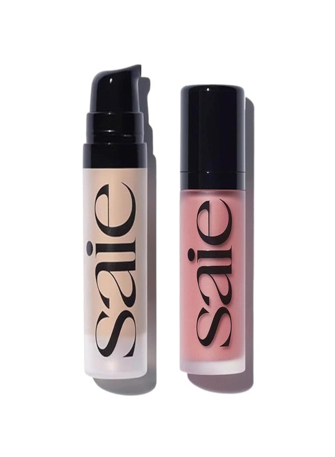 Saie Dewy Glow Duo - Dew Liquid Blush Lady (.40 oz), Mini Glowy Super Gel Warmglow (.5 oz) - Radiant Cheek Tint & Illuminating Primer for a Natural, Lit-From-Within Finish - Image 1