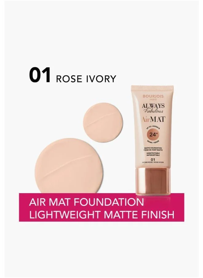 BOURJOIS PARIS Always Fabulous Air Mat Foundation - 001 - Rose Ivory, 30Ml