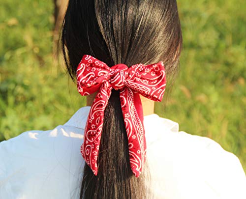 Cutewing Paisley Hair Scrunchies with Bow Hair Scarves Scrunchy Ponytail Holder Elastics Hair Bands Ribbon Hair Tie for Women Girls with 6PCS - Image 5