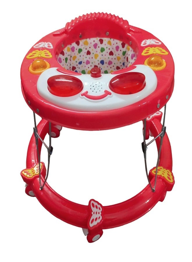 Maanit Round Kids Walker with Foldable, Cushion Seat | Activity Walker for Baby with Musical Toy Bar | Walker Baby 6-18 Months Boys Girls (red) - Image 1