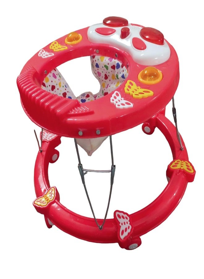 Maanit Round Kids Walker with Foldable, Cushion Seat | Activity Walker for Baby with Musical Toy Bar | Walker Baby 6-18 Months Boys Girls (red) - Image 2