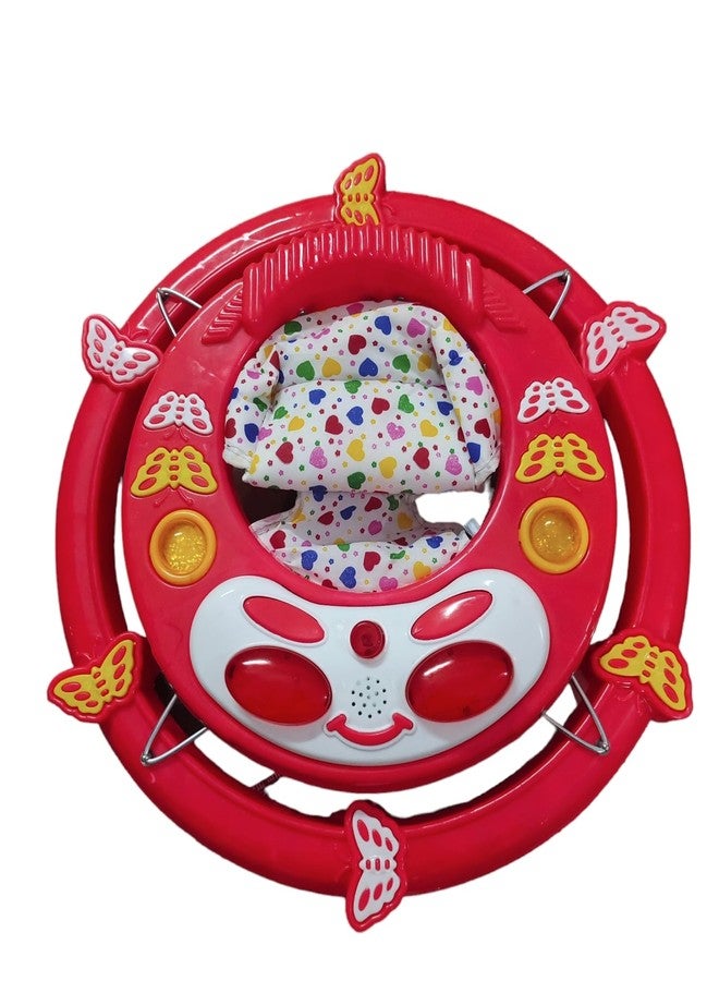Maanit Round Kids Walker with Foldable, Cushion Seat | Activity Walker for Baby with Musical Toy Bar | Walker Baby 6-18 Months Boys Girls (red) - Image 4