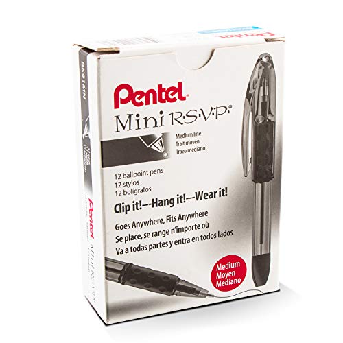 Pentel RSVP Mini Ballpoint Pen, (1.0mm) Medium Line, Sky Blue Ink, 12 pack (BK91MNS-S) - Image 1