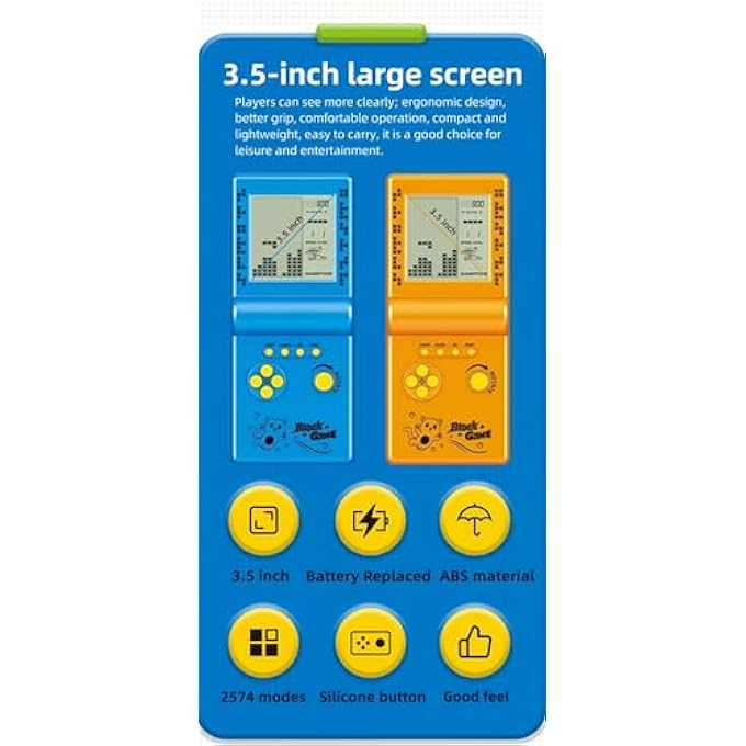 NOSTALGIC DICE GAME CONSOLE WITH LARGE SCREEN, BUILT-IN RETRO 999 IN 3 BLOCK GAME, INDOOR OUTDOOR PORTABLE ELECTRONIC BUILDING BLOCK GAMES, KIDS/STUDENTS/FRIENDS - Image 3