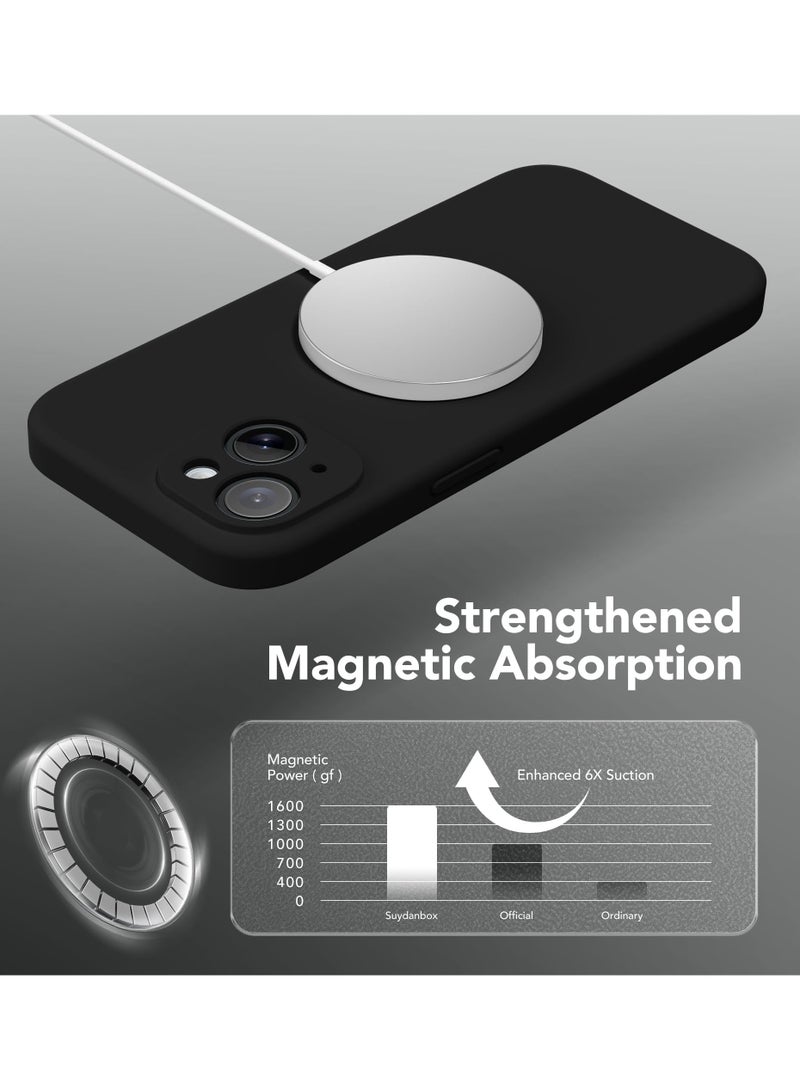 SUYDANBOX iPhone 14 Case, Compatible with MagSafe, [Full Camera Protection][Screen Protector] Silicone Shockproof Protective Phone Case for iPhone 14 6.1 inch Black - Image 2