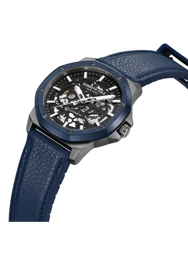 كينيث كول نيو يورك Hollis Black Dial Leather Strap Automatic Watch for Men