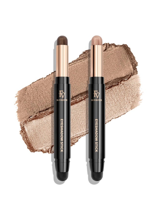 FV FV Waterproof Eyeshadow Stick Duo,Long-Lasting Cream Eye Shadow Makeup Sets, High Pigmented Eyeshadow Pencil with Shimmer Finish, Natural Look (Golden & Champagne) - Image 1