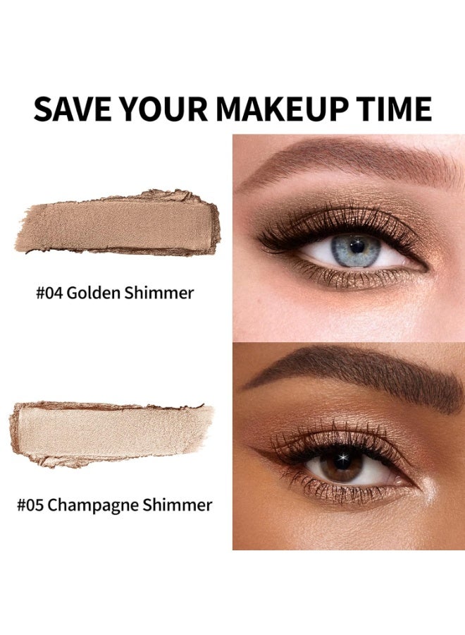 FV FV Waterproof Eyeshadow Stick Duo,Long-Lasting Cream Eye Shadow Makeup Sets, High Pigmented Eyeshadow Pencil with Shimmer Finish, Natural Look (Golden & Champagne) - Image 2