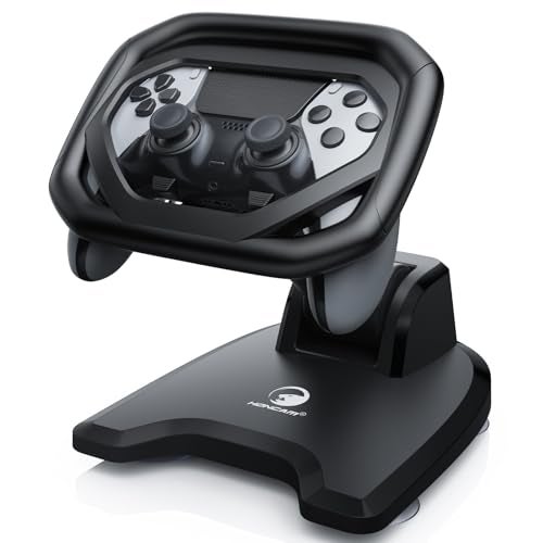 Honcam عجلة قيادة HONCAM لجهاز PS5/أجهزة PS5 Elite، ملحق طاولة لعجلة السباق مع 4 أكواب شفط لجهاز سوني بلاي ستيشن 5 وحدة تحكم دوال سينس، ملحقات بلاي ستيشن 5 استقرار معزز لألعاب السباق الغامرة، أسود - Image 1