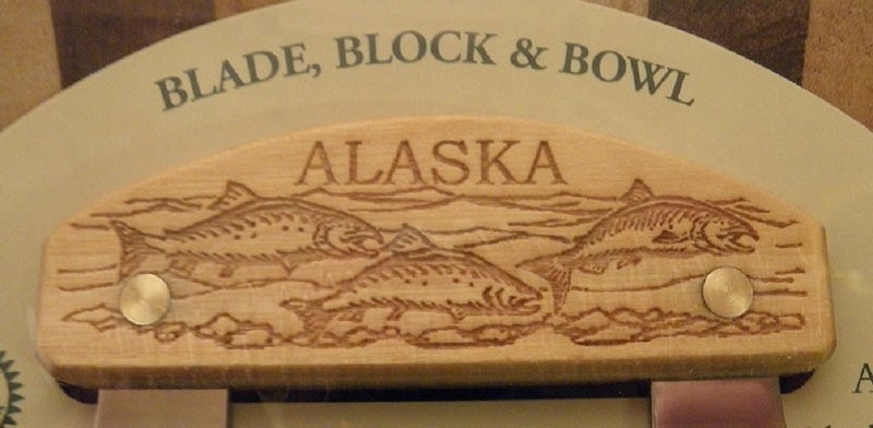 The ULU Factory Large Alaska Ulu Bowl Set Salmon School Etched Handle (1) - Image 2