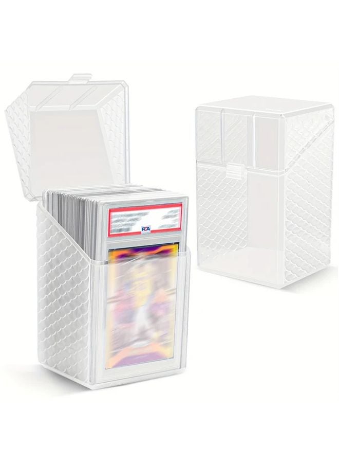 2 Pack Black Heavy Duty Clear Trading Card Organizer Box With Flip Top Lid - Image 2