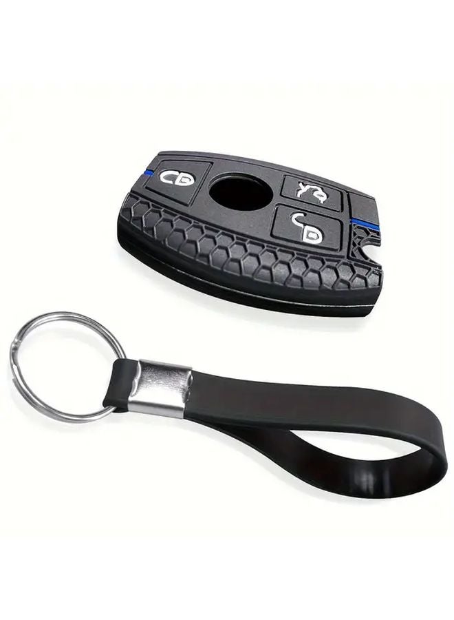 غطاية مفتاح مرسيدس بنز 3 أزرار باللون الأسود مع خط أحمر لـ W176 W212 W213 W204 W205 GLC GLE CLA AMG - Image 5
