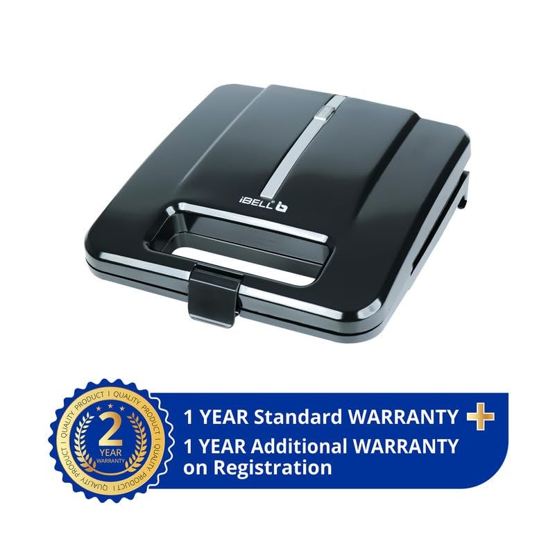 iBELL SM410N 800W Sandwich Maker Electric | Non-Stick Grill & Toast Plates | Handle Lock System | Fast Heating Toaster | Compact Design (Black) - Image 2