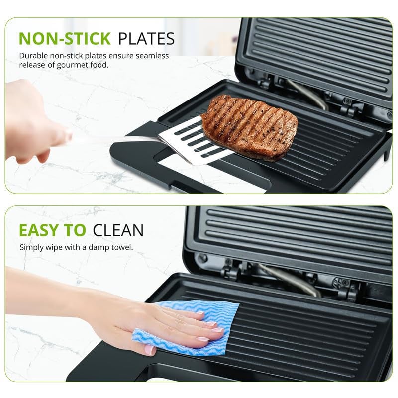 iBELL SM410N 800W Sandwich Maker Electric | Non-Stick Grill & Toast Plates | Handle Lock System | Fast Heating Toaster | Compact Design (Black) - Image 5