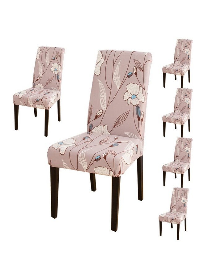 Styleys Polyester Floral Washable Elastic Dining Chair Cover Slipcovers (Set of 6, Flower Charm, SLMC169) - Image 1
