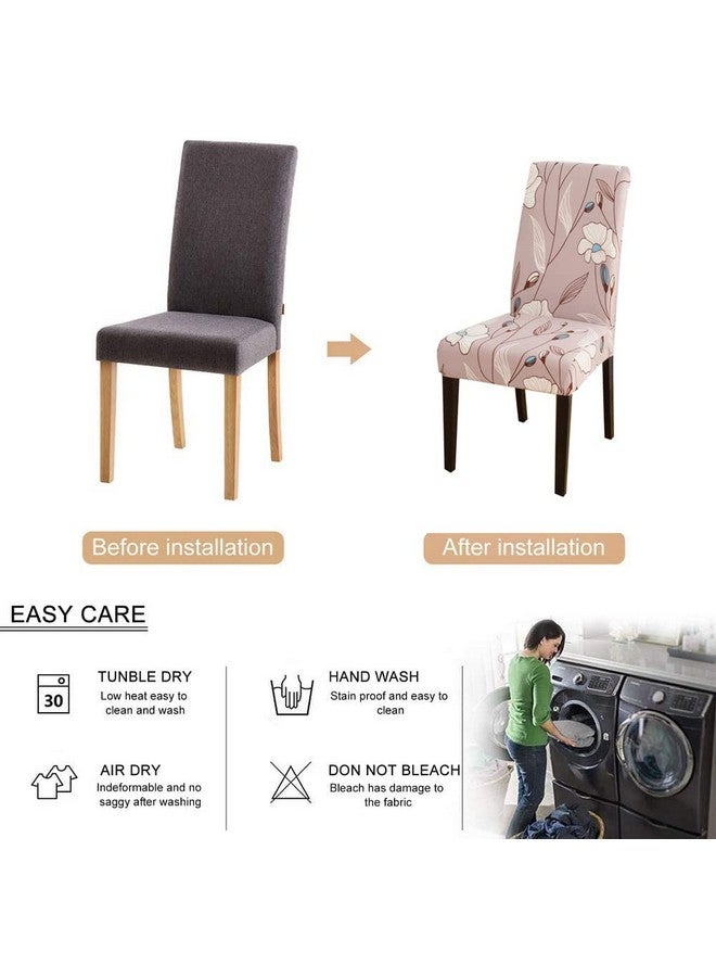 Styleys Polyester Floral Washable Elastic Dining Chair Cover Slipcovers (Set of 6, Flower Charm, SLMC169) - Image 3