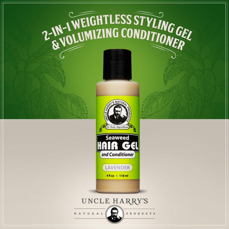 Uncle Harry's Lavender Seaweed Hair Gel & Volumizing Conditioner | 2 in 1 Natural Styling Gel & Hair Moisturizer for Dry Hair Damaged | 100% Pure Hair Care Products for Women & Hair Gel for Men - Image 2
