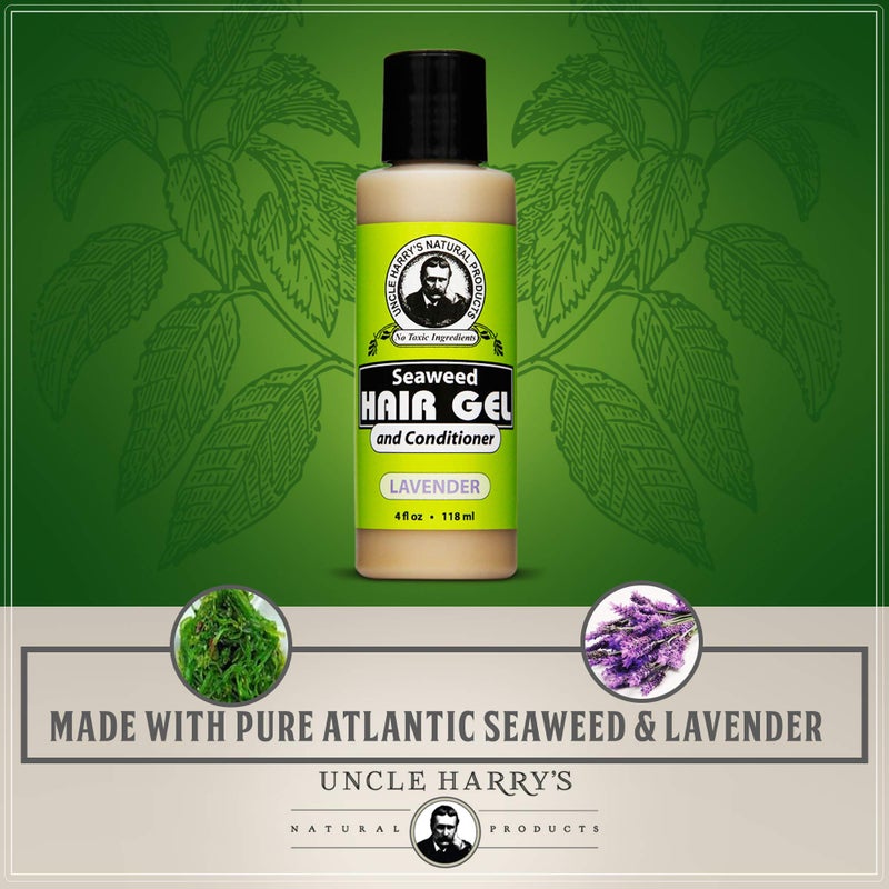 Uncle Harry's Lavender Seaweed Hair Gel & Volumizing Conditioner | 2 in 1 Natural Styling Gel & Hair Moisturizer for Dry Hair Damaged | 100% Pure Hair Care Products for Women & Hair Gel for Men - Image 3