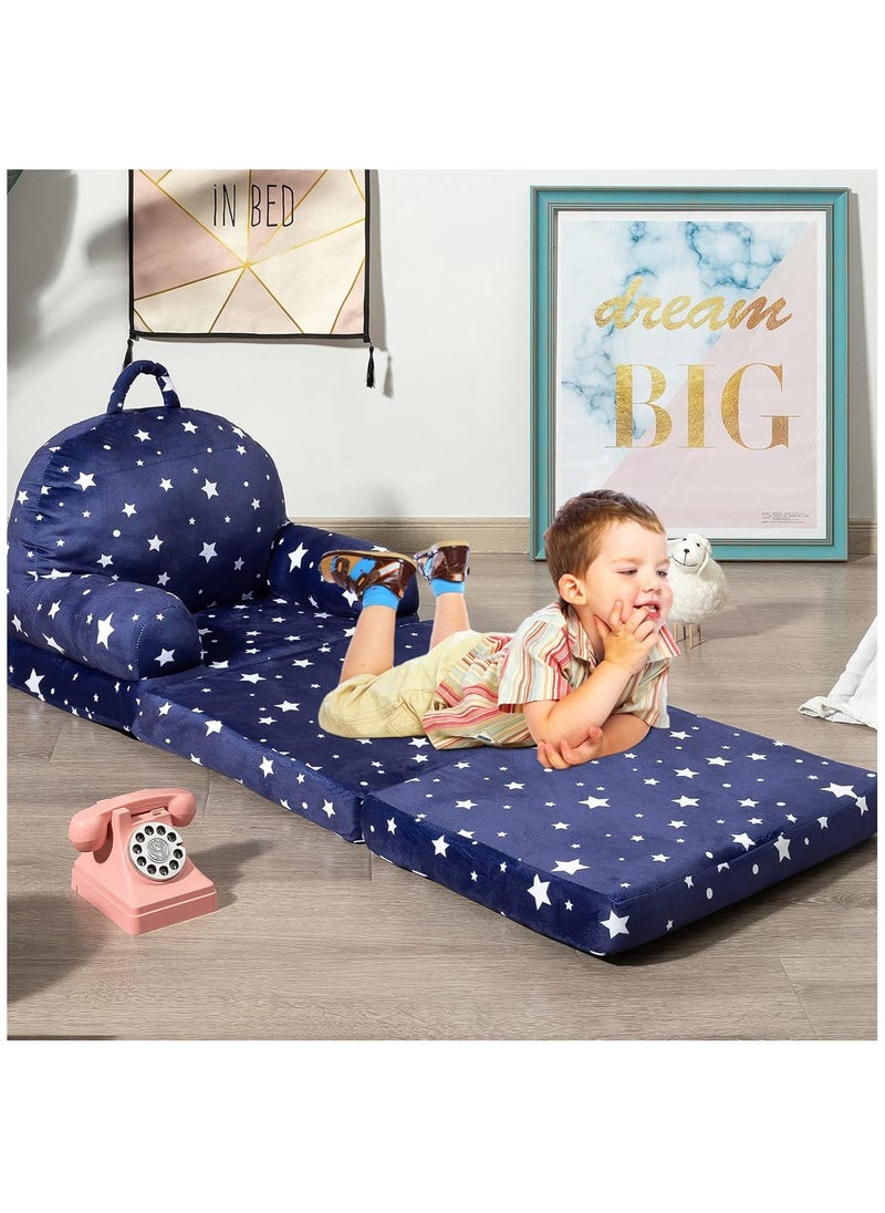 XiuWoo Foldable 2 in 1 Kids Cartoon Sofa, Children Plush Backrest Armchair Bed, Flip Open Couch Seat Chair, Plush Cat Shape Children Couch Backrest with 3 Floor Pad for Infant Toddler Baby  - Image 4