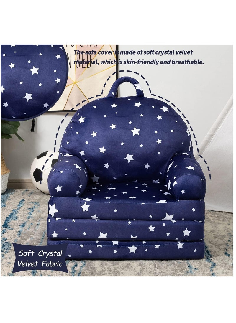 XiuWoo Foldable 2 in 1 Kids Cartoon Sofa, Children Plush Backrest Armchair Bed, Flip Open Couch Seat Chair, Plush Cat Shape Children Couch Backrest with 3 Floor Pad for Infant Toddler Baby  - Image 5