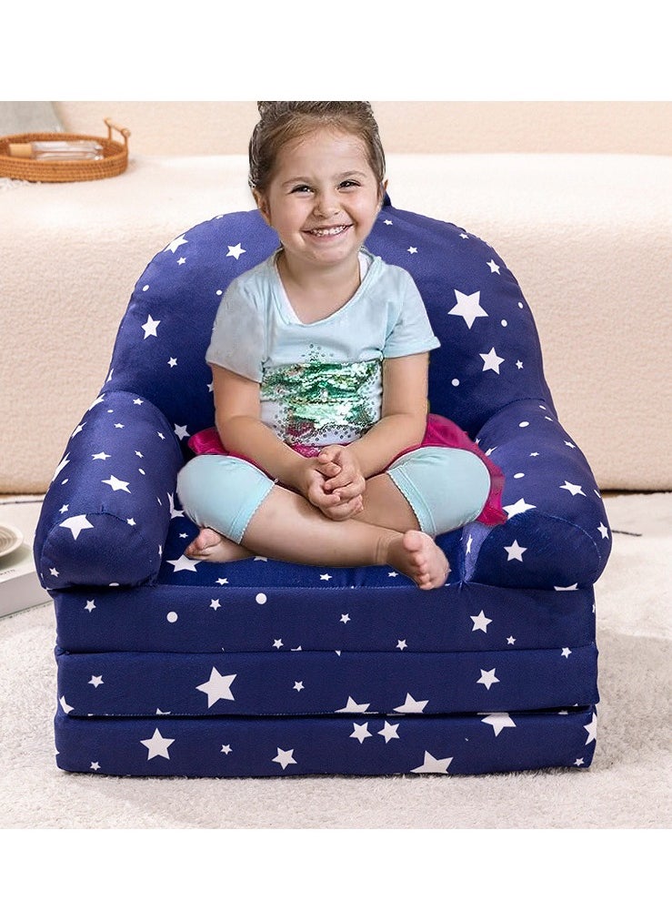 XiuWoo Foldable 2 in 1 Kids Cartoon Sofa, Children Plush Backrest Armchair Bed, Flip Open Couch Seat Chair, Plush Cat Shape Children Couch Backrest with 3 Floor Pad for Infant Toddler Baby  - Image 2