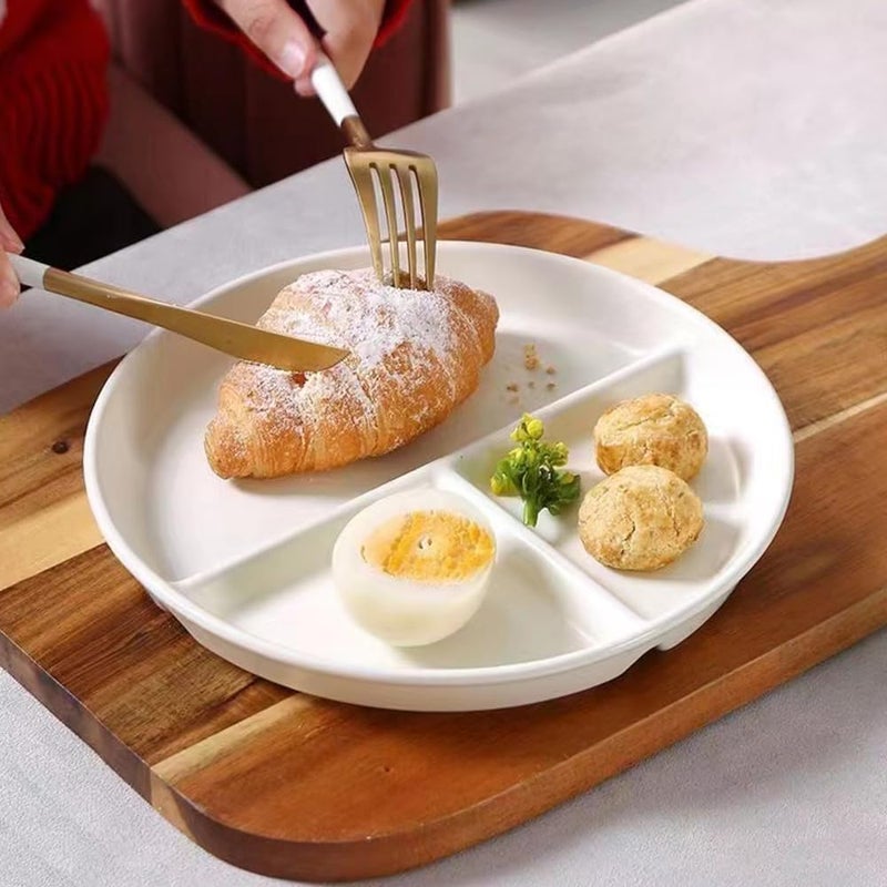 RUIBOLU Unbreakable Divided Plates 5PCS for Kids Adults Compartment Plates Lightweight Reusable Dinnerware Portion Control5PackWhite 9IN - Image 2