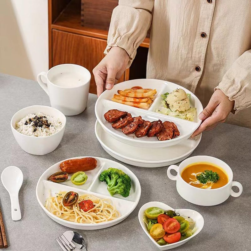 RUIBOLU Unbreakable Divided Plates 5PCS for Kids Adults Compartment Plates Lightweight Reusable Dinnerware Portion Control5PackWhite 9IN - Image 5