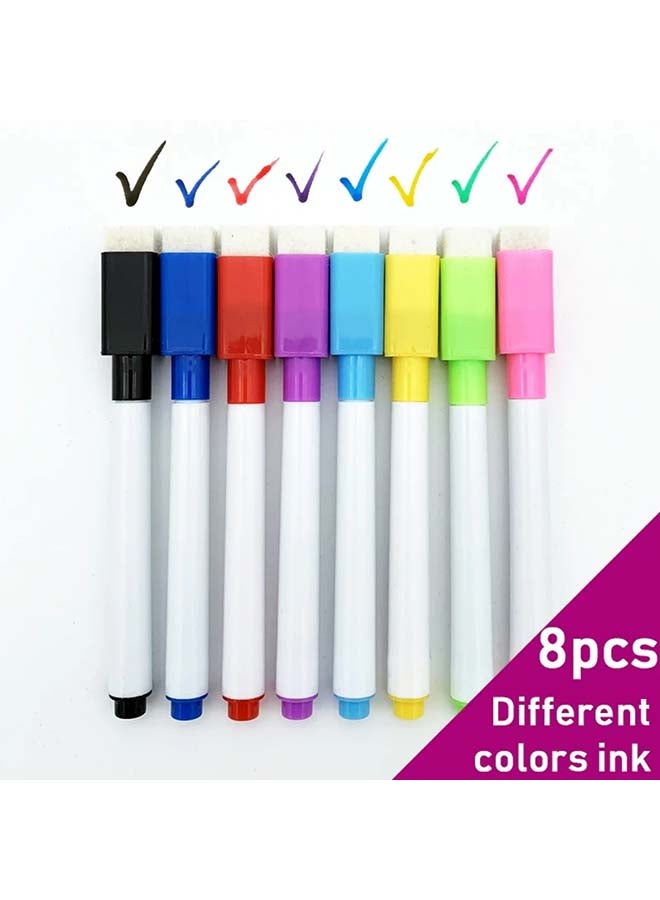 8-Piece Ease Dry Marker White Board Pens With Eraser Cap Multicolour - Image 3