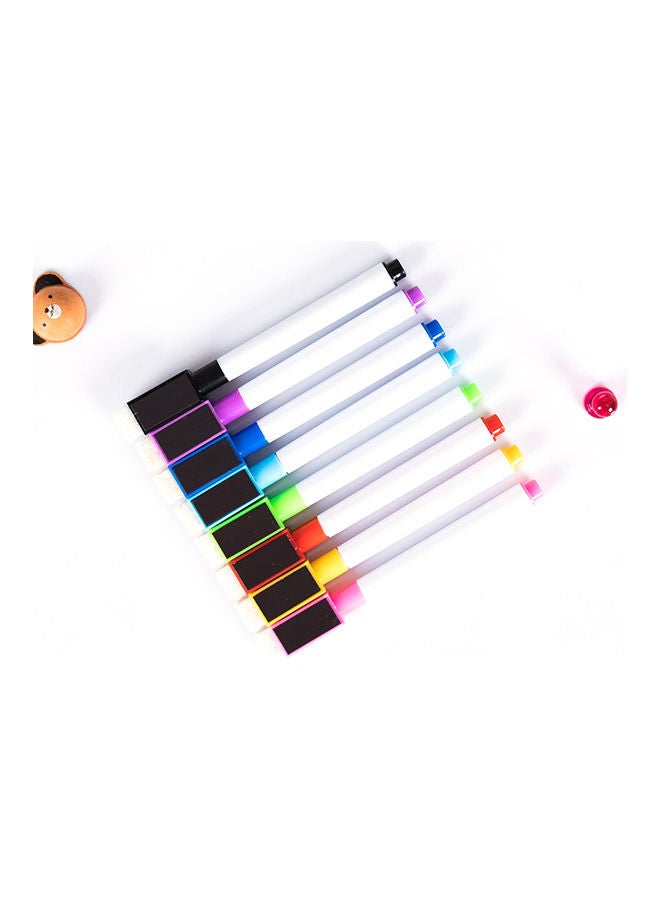 8-Piece Ease Dry Marker White Board Pens With Eraser Cap Multicolour - Image 5