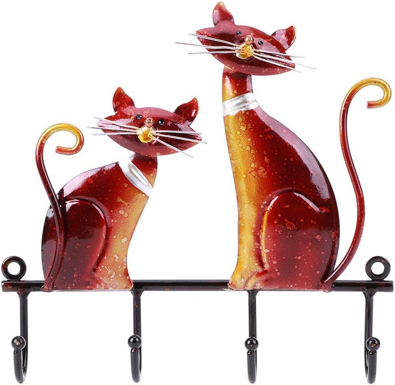 Cat Shape Wall Hook Rack, Vintage Coat Hat Hanger Holder, Iron Wall Mounted Organizer for Home Office, Sturdy Decorative Hanger for Hallway Bedroom Kitchen - Image 1