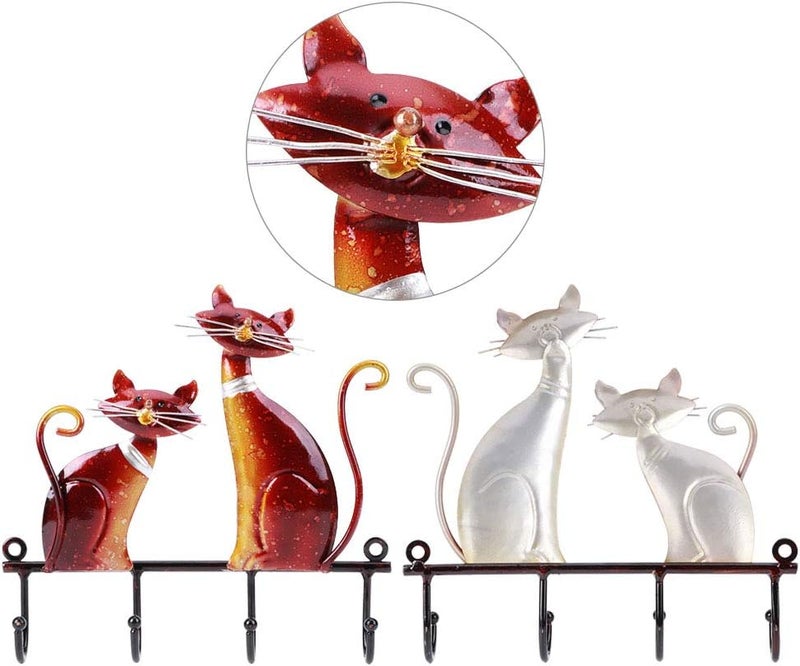 Cat Shape Wall Hook Rack, Vintage Coat Hat Hanger Holder, Iron Wall Mounted Organizer for Home Office, Sturdy Decorative Hanger for Hallway Bedroom Kitchen - Image 4