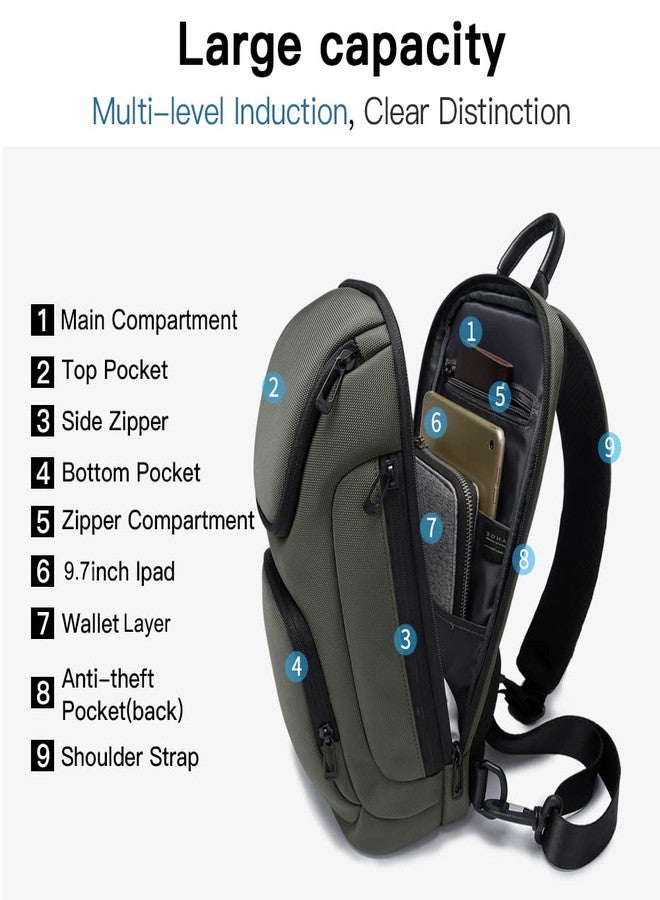 BANGE Sling Bag for Men,Shoulder bags Crossbody Sling Backpack for Men and Women, Green, Durable - Image 2