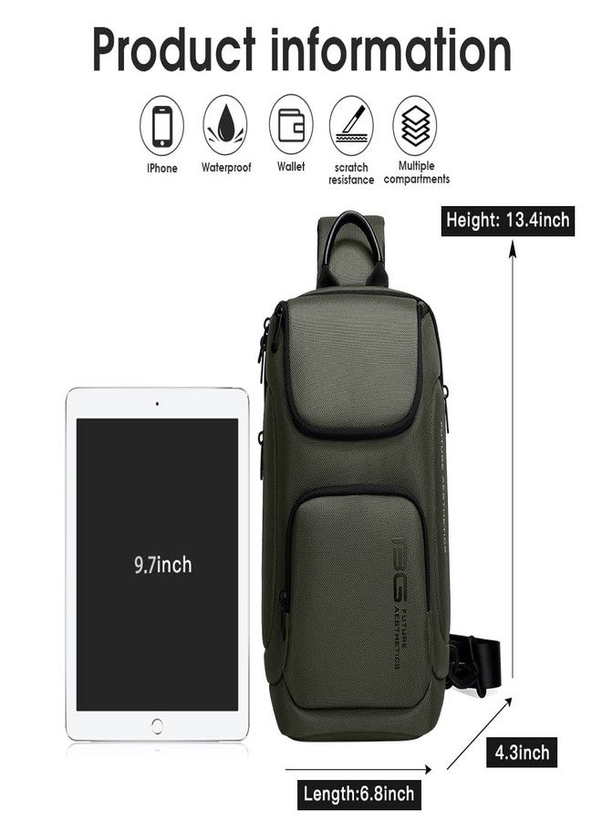BANGE Sling Bag for Men,Shoulder bags Crossbody Sling Backpack for Men and Women, Green, Durable - Image 5