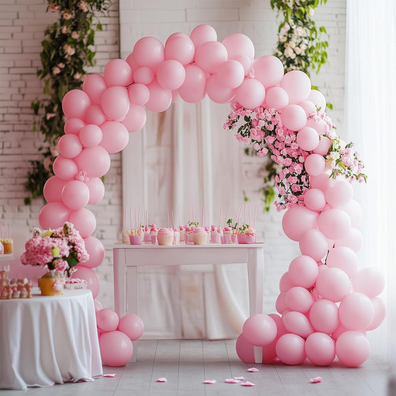 RUBFAC 135pcs Baby Pink Balloons Different Sizes 18 12 10 5 Inch for Garland Arch, Light Pastel Pink Latex Balloon for Wedding Birthday Party Baby Shower Gender Reveal Anniversary Decorations - Image 5
