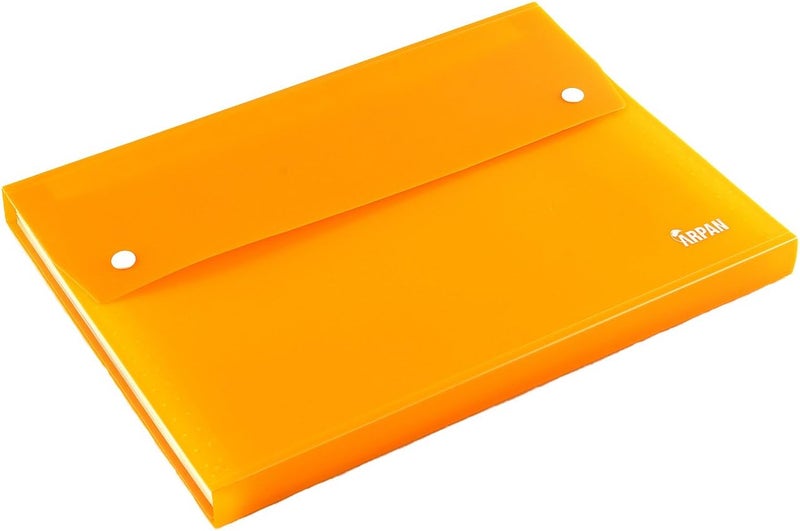 Arpan Expanding File Folder - 13 Gusset Pocket - Multi Section with Stud Wallet Closer - Document Wallet (Orange) - Image 3