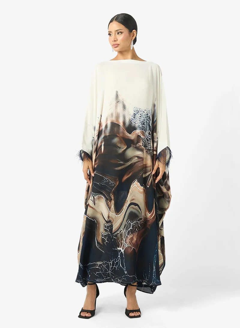 Feather Cuff Detail Abaya