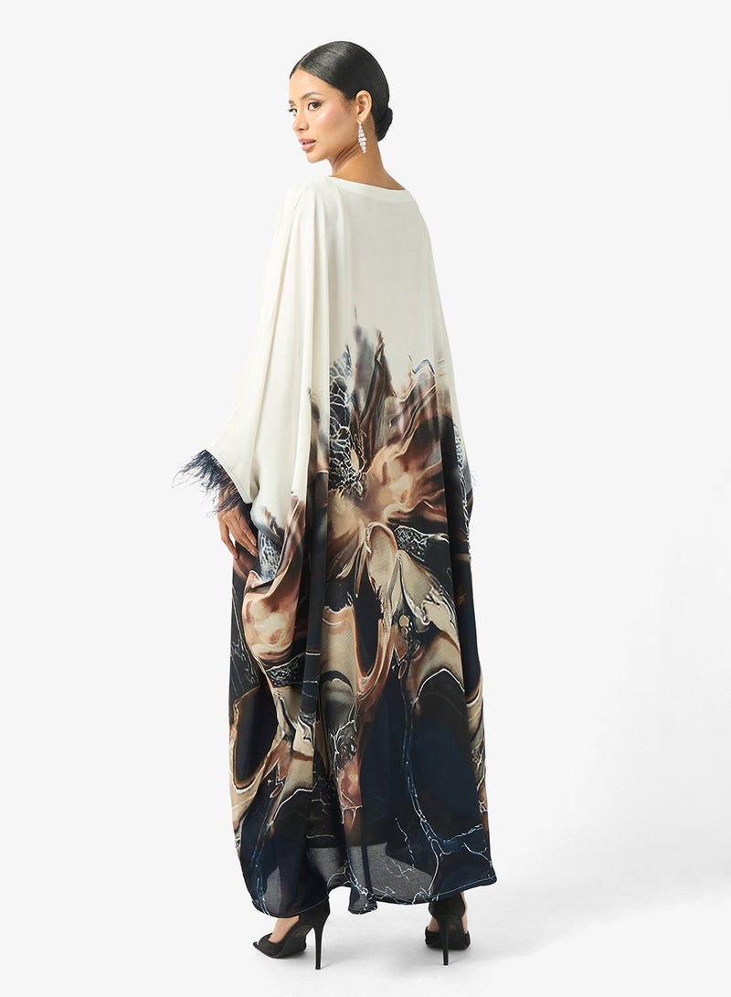 hayas closet Feather Cuff Detail Abaya - Image 3