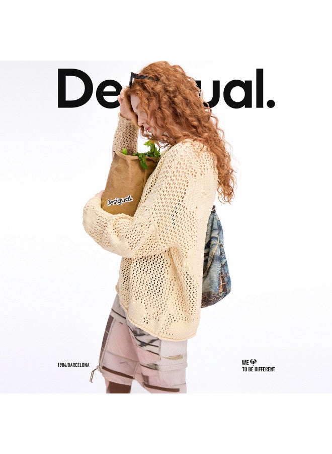 DESIGUAL sweater De Punto De Ganchillo Beige Holgado Para Mujer, Primavera-verano 2025 - Image 2