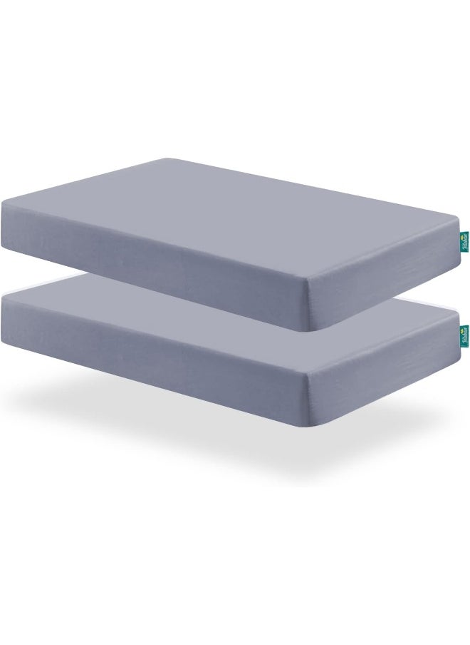 Biloban - Biloban Pack and Play Sheets Fitted, 2 Pack Pack and Play Sheet Fits for Graco Pack n Play Mattress, Neutral Playard Sheets for Baby Boys and Girl, Grey, 38”X 26” - Image 1
