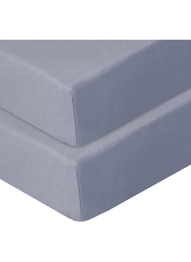 Biloban - Biloban Pack and Play Sheets Fitted, 2 Pack Pack and Play Sheet Fits for Graco Pack n Play Mattress, Neutral Playard Sheets for Baby Boys and Girl, Grey, 38”X 26” - Image 1