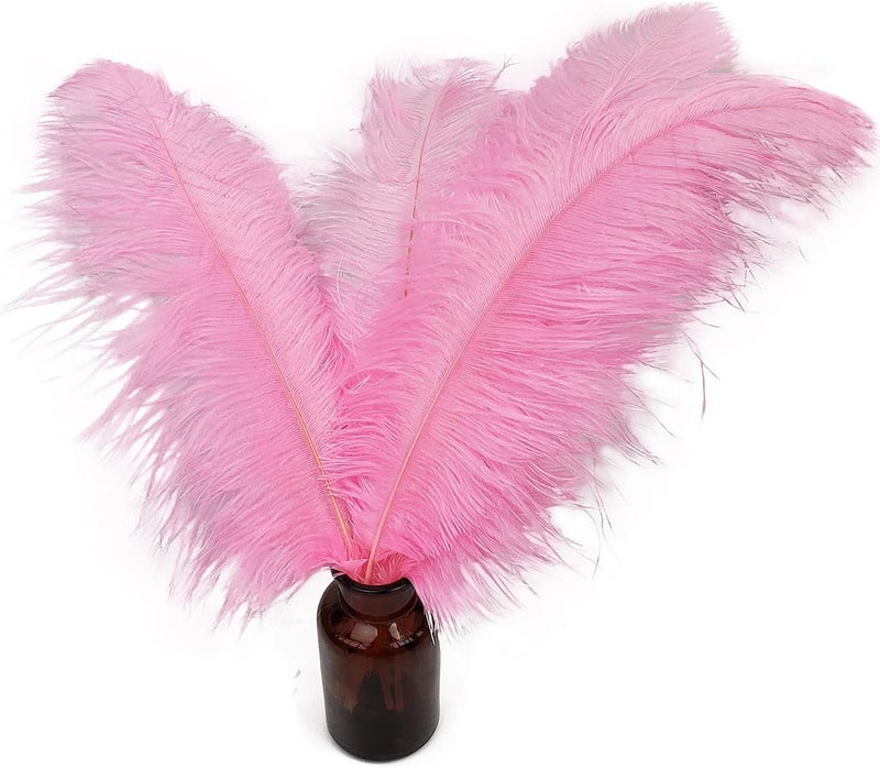 HAPPY FEATHER 16-18 inch Pink Ostrich Feathers Craft for Wedding Party Centerpieces Home Decoration DIY Craft Pack of 10 - Image 5