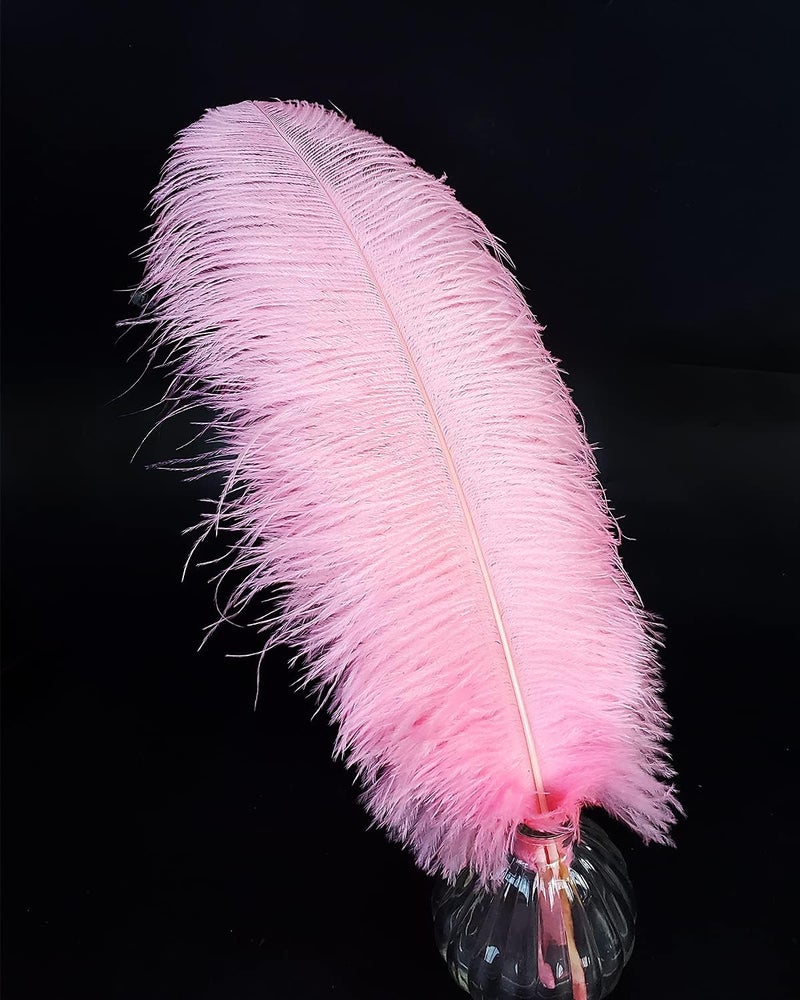 HAPPY FEATHER 16-18 inch Pink Ostrich Feathers Craft for Wedding Party Centerpieces Home Decoration DIY Craft Pack of 10 - Image 2