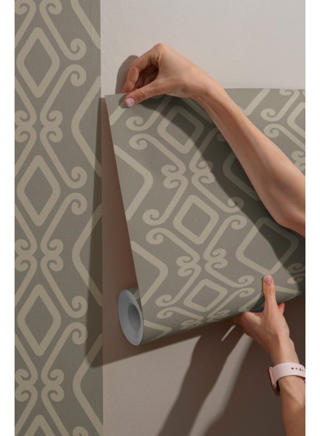 Home Gallery Monochrome Tribe Texture Seamless Pattern Fabric Wallpaper Covers An Area ​​Up To 4.2Mx3M With Adhesive  And Smoothing Tool - Image 5