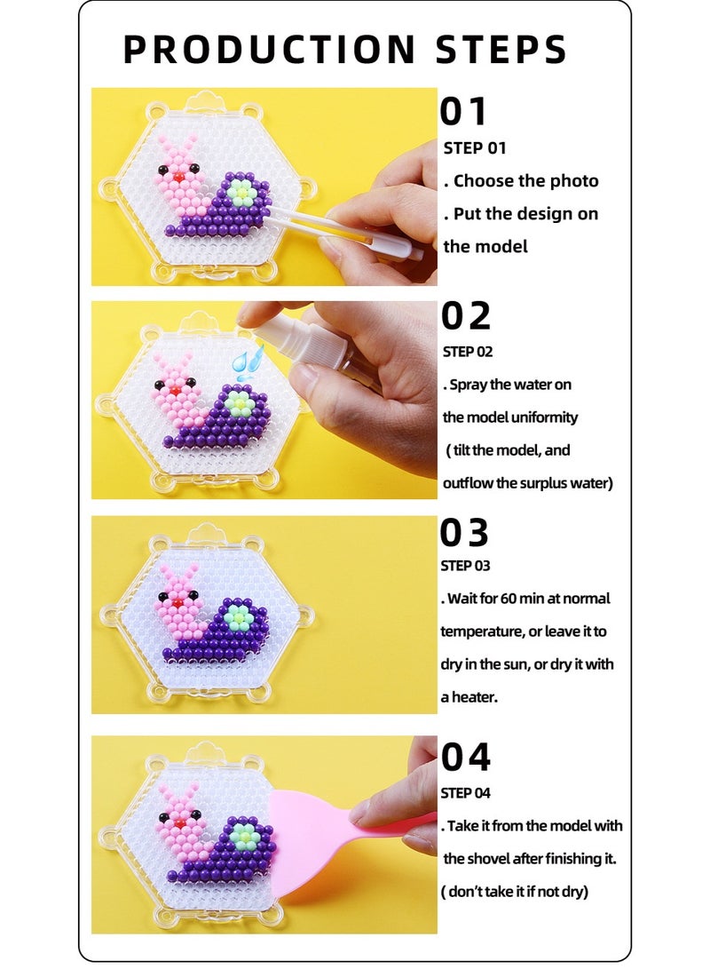 Capstro Water Fuse Beads Kit – Candy + Crystal Mix 24 Colors 3000Pcs with Box, Spray Bottle & Tools | DIY Water Sticky Bead Craft Set for Kids Ages 6–14 | Creative Arts & Crafts Educational Toy Gift - Image 5