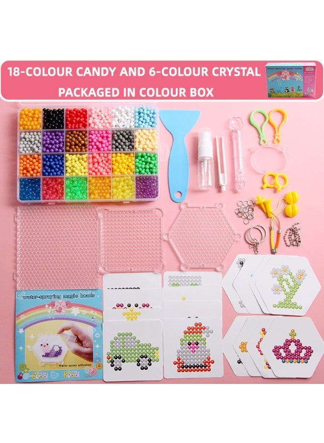 Capstro Water Fuse Beads Kit – Candy + Crystal Mix 24 Colors 3000Pcs with Box, Spray Bottle & Tools | DIY Water Sticky Bead Craft Set for Kids Ages 6–14 | Creative Arts & Crafts Educational Toy Gift - Image 2