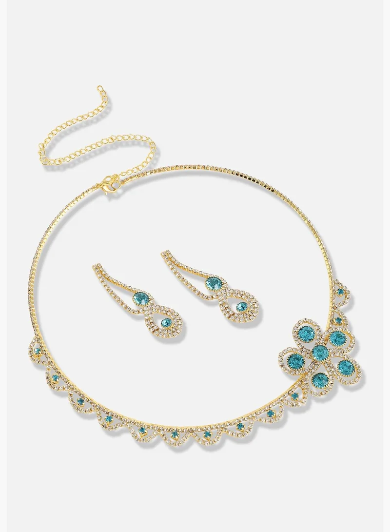 SOHI Silver Plated Designer Stone Party Necklace and Earring Set For Women